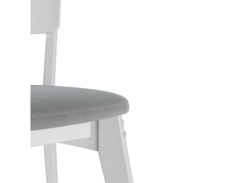 2 Cadeiras de madeira com encosto em MDF cor branco e estofado cinza |Coleção Scandian